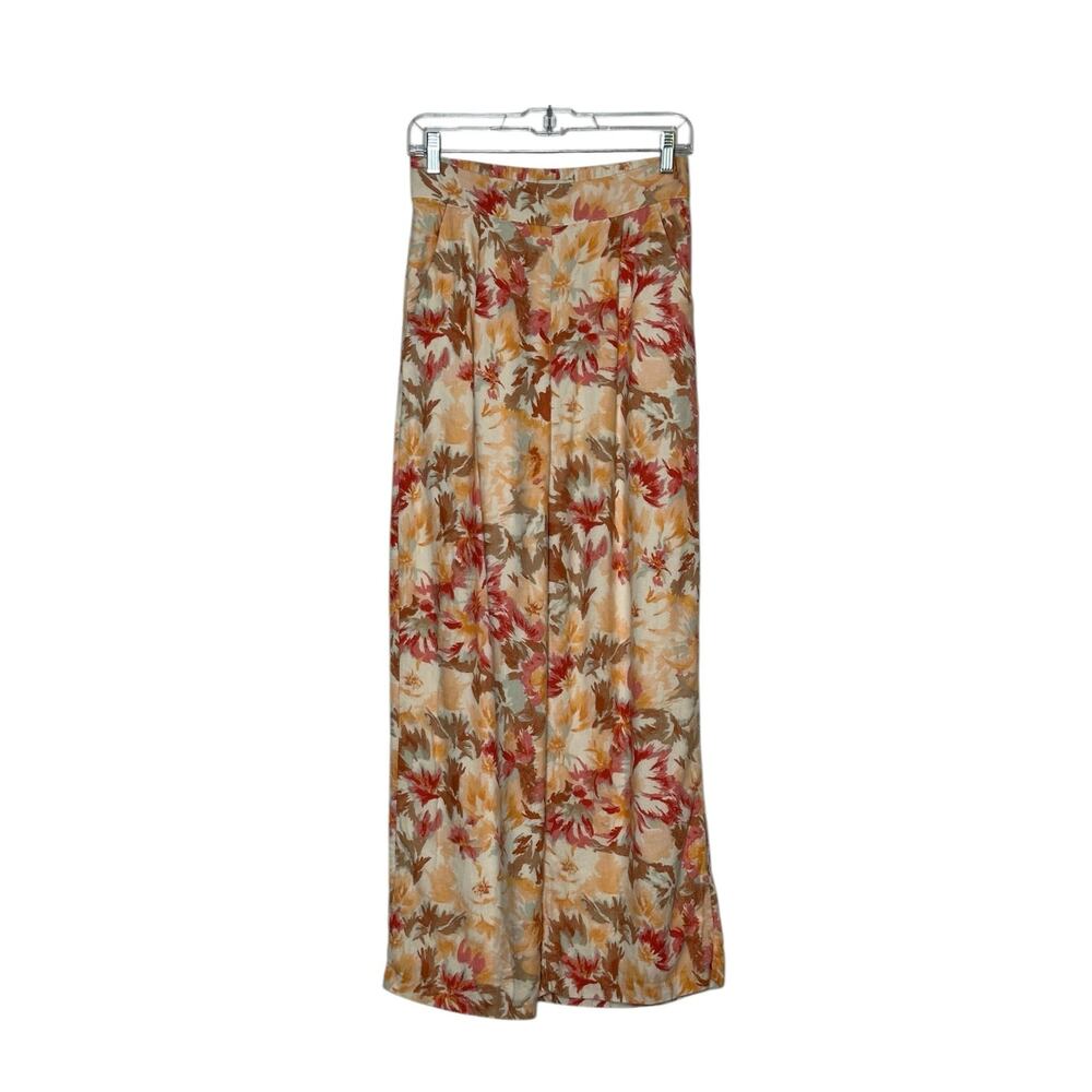 Abercrombie & Fitch yellow red floral wide pleated pullover leg pants size S